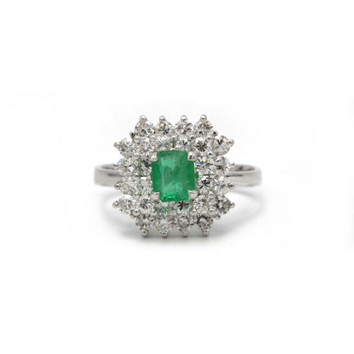 Bague 62 Bague - Or blanc, diamants et émeraude 58 Facettes 250176R