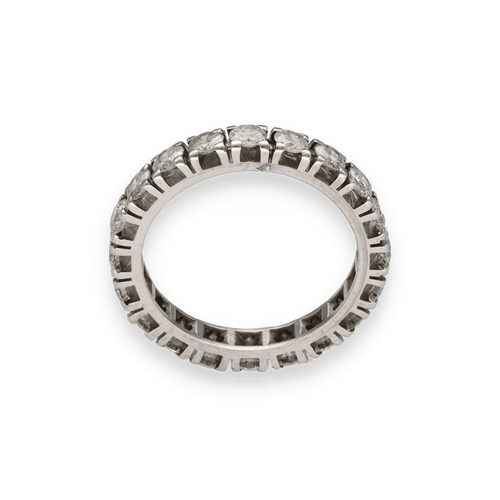 Bague 55 Alliance en or gris avec diamants H-VS - Sertie griffes 58 Facettes