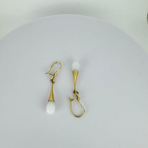 Boucles d'oreilles Boucles d'oreilles pendantes en or jaune avec quartz blanc 58 Facettes 2508003