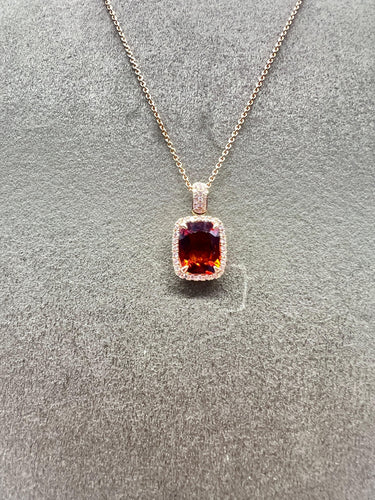 Collier Collier en or jaune 18 carats avec citrine mandarine et diamant 58 Facettes