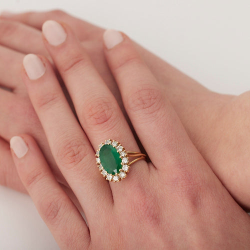 Bague Bague émeraude et diamants 58 Facettes
