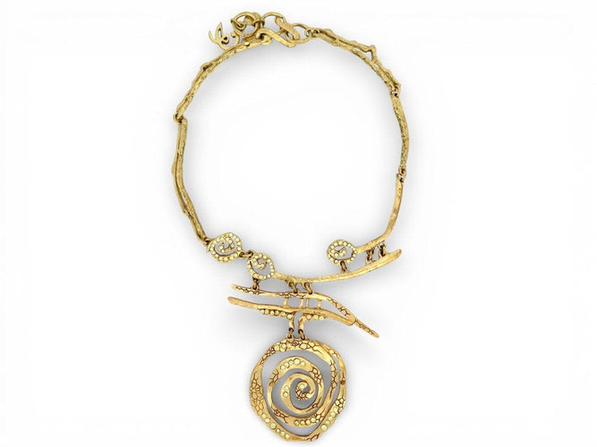 Collier rare vintage collier CHRISTIAN LACROIX baroque a spirales dore & strass 58 Facettes 272655