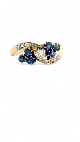 Bague 51 Bague ancienne en or saphir et diamants 58 Facettes