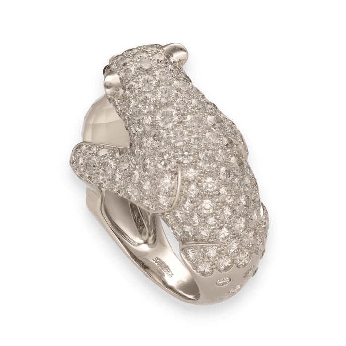 Bague 52 Boucheron - Bague "Collection animaux Ours Nanook" Or Gris Diamants 58 Facettes