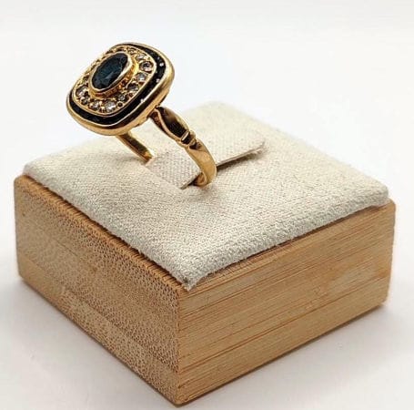 Bague 51.5 Bague Vintage style Art Déco or jaune, saphirs et diamants 58 Facettes