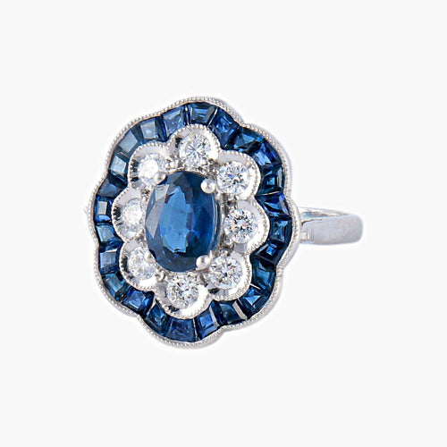 Bague 51 Bague Fleur Saphirs Diamants 58 Facettes AB 214