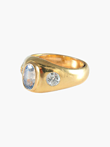 Bague 51 Bague Jonc Or Jaune Saphir Diamants 58 Facettes