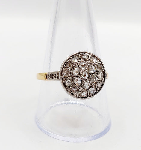 Bague 62.5 Bague cible or jaune, diamants taille rose (circa 1920) 58 Facettes A06337