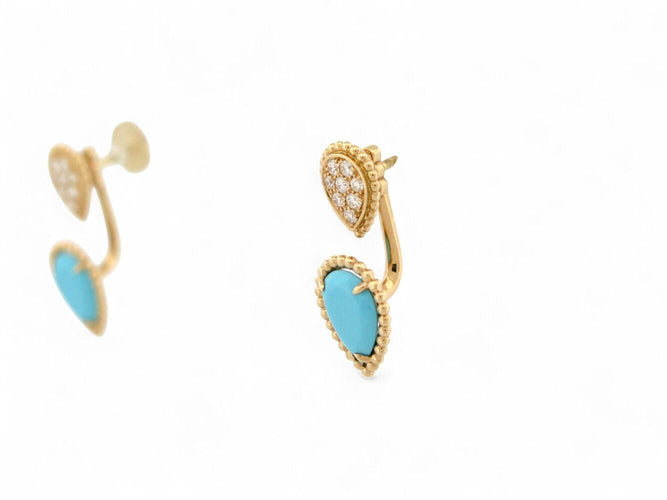 Boucles d'oreilles boucles d'oreilles BOUCHERON serpent boheme or 18k diamant 0.16ct turquoise 58 Facettes 271373