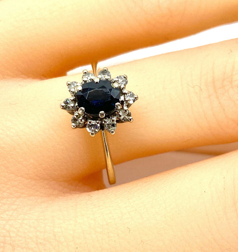 Bague 55 Bague or blanc saphir et diamants 58 Facettes AB336