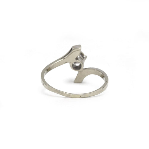 Bague 59 Solitaire accompagné - Or blanc & Diamants 58 Facettes 250061SP