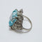 Bague de style Art déco en platine avec aigue-marine centrale et diamants