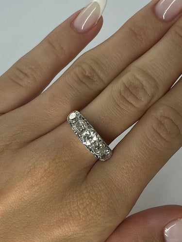 Bague 54 Bague Vintage or jaune platine et diamants 2,20 ct 58 Facettes 00079201