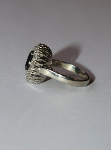 Bague 50 Bague Or Blanc Saphir double entourage Diamants 58 Facettes 577