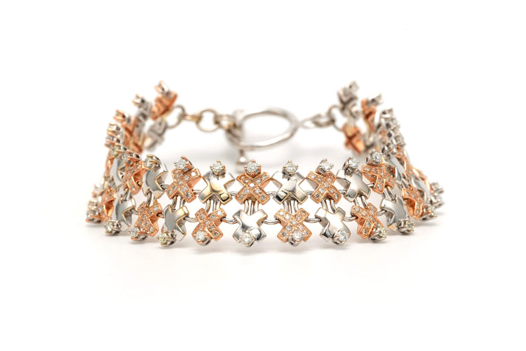 Bracelet Bracelet contemporain or blanc et or rose, diamants (+- 3,30ct) 58 Facettes 22449