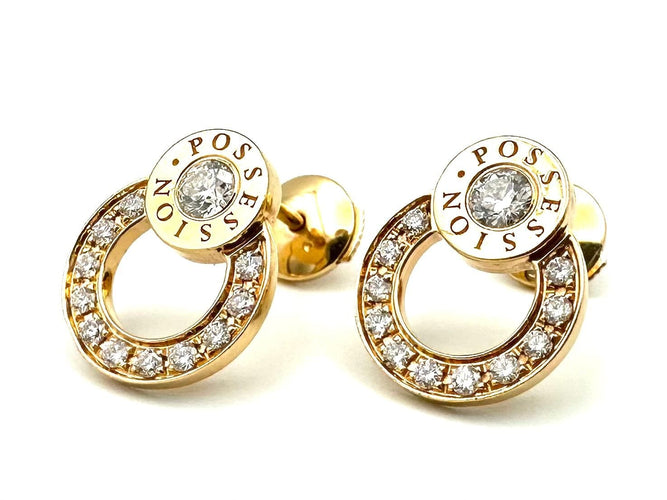 Boucles d'oreilles PIAGET. Collection "Possession", boucles or rose 18K et diamants 58 Facettes