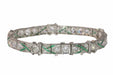 Bracelet Bracelet en platine des années 1920 avec diamants et émeraudes 58 Facettes 24183-0148