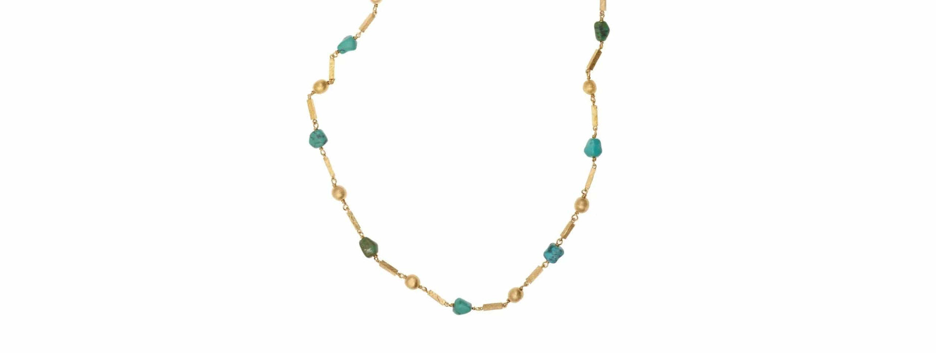 Collier Sautoir Vintage Turquoises Or Jaune 58 Facettes C134