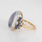 Bague Bague rétro vintage en or 14 carats palladium, pierre de lune, saphir et diamant, taille 6,25, années 1940 58 Facettes G14211