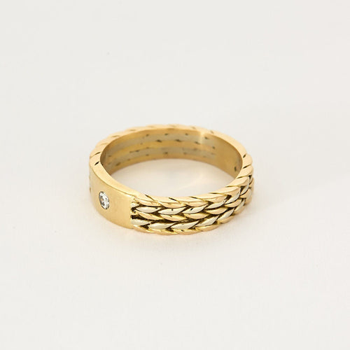 Bague 64 Alliance or jaune et gris et diamant 58 Facettes BIA09632