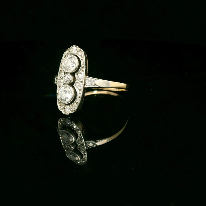 Bague 53 Bague or jaune platine diamants 1910 58 Facettes