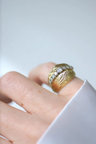 Bague Bague Boule Diamants sur Or jaune années 60 58 Facettes