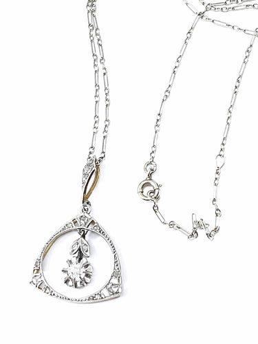 Pendentif en diamants sur chaîne en or 18 carats Art Deco