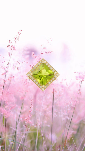 Bague Bague or jaune péridot 6.13 carats diamants 58 Facettes B241