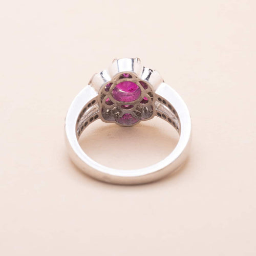 Bague Pompadour or blanc rubis