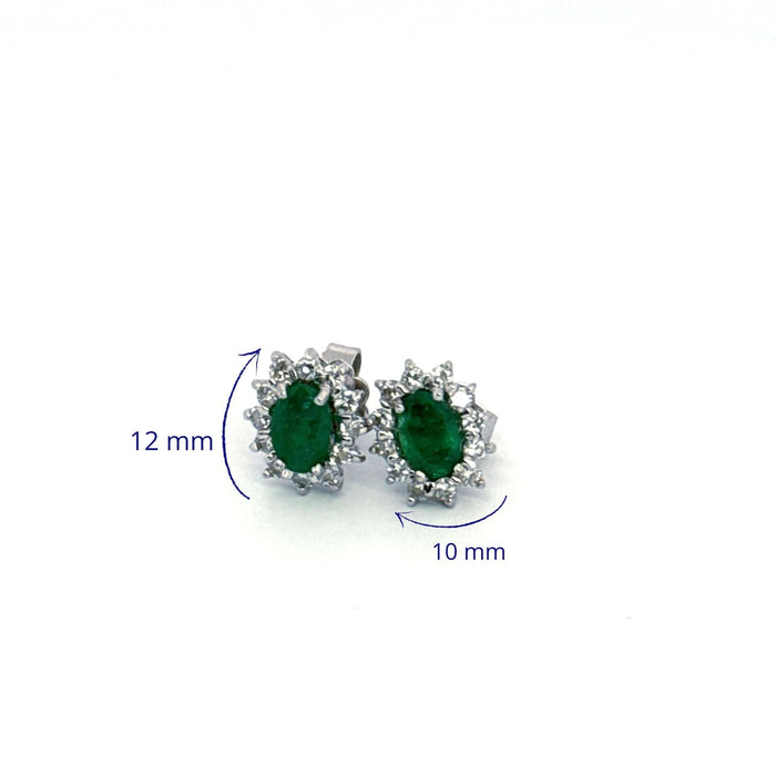 Boucles d'oreilles Puces d'oreilles Pompadour Or blanc 18k Émeraudes & Diamants 58 Facettes BOC1-GS34162-1