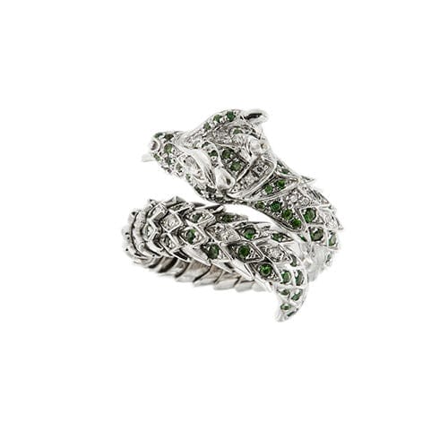 Bague dragon avec émeraudes et diamants