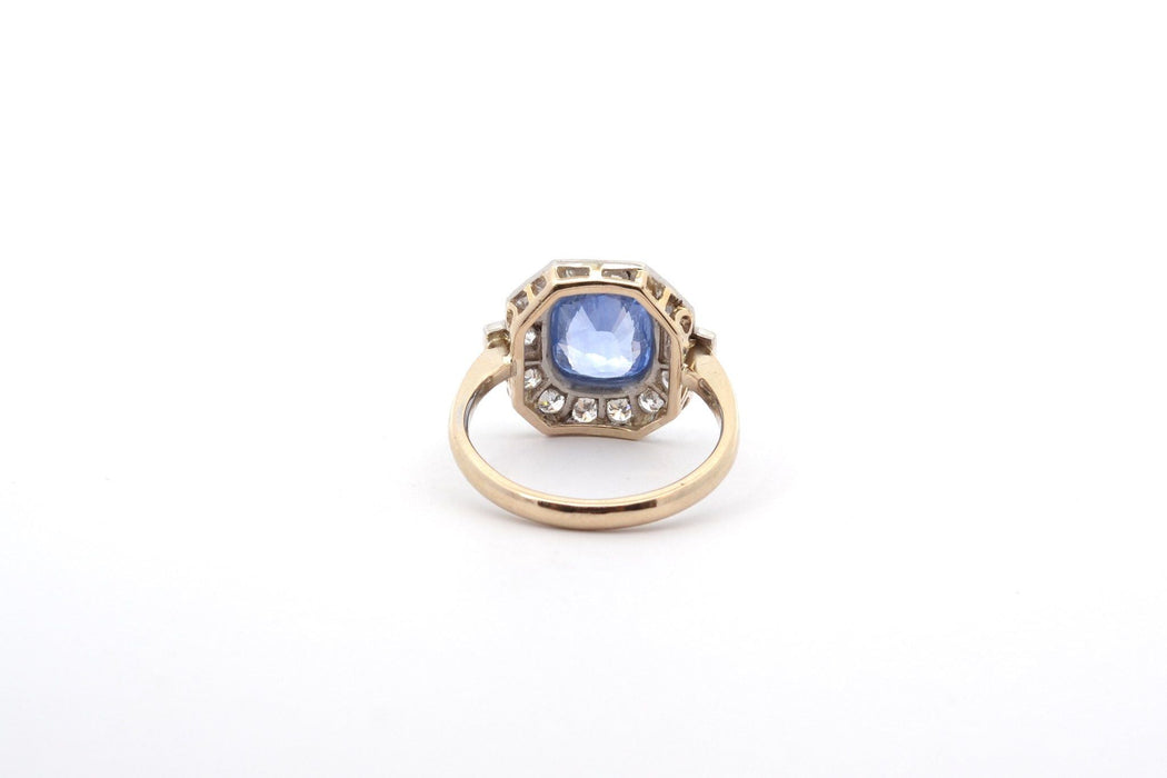 Bague 53 Bague saphir de 2,18cts et diamants en or et platine 58 Facettes 26065-25826