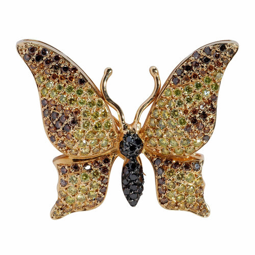 Broche Broche en or jaune, diamants naturels jaunes, cognac et noirs 58 Facettes HG-200080P