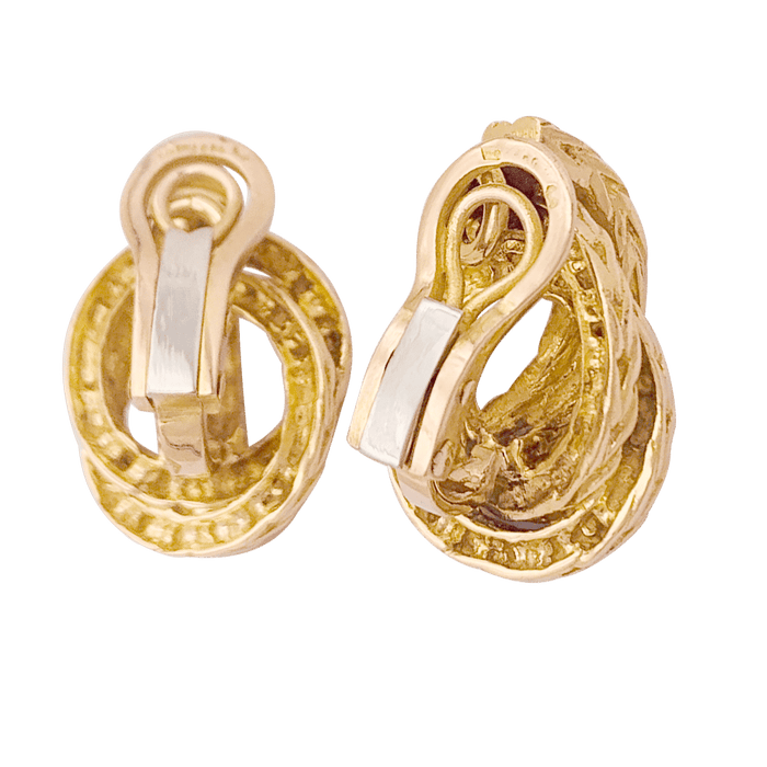 Boucles d'oreilles Hermès, "Noeuds marins", en or jaune.