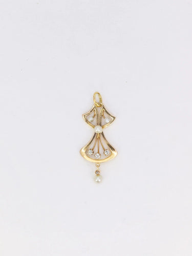 Pendentif Pendentif Art Nouveau or diamants taille ancienne perles fines 58 Facettes J279