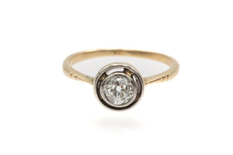 Bague Antique solitaire gold ring with an old-cut diamond 58 Facettes 11548