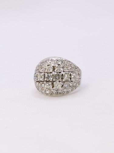 Bague 45 Bague dôme or blanc diamants taille ancienne 58 Facettes J179