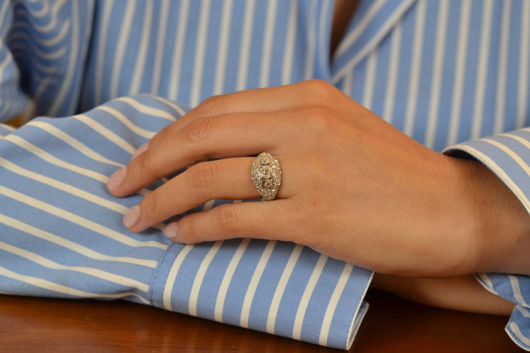 Bague 52.5 Bague ancienne diamants en platine 58 Facettes 27285