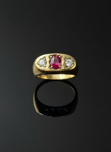 Bague Bague pont avec rubis et diamants, 58 Facettes