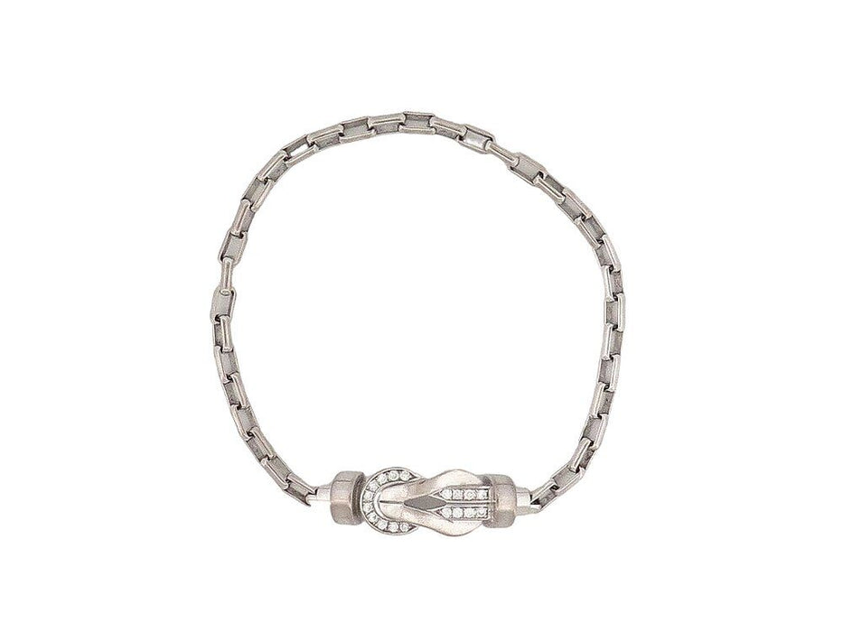 bracelet FRED chance infinie mm diamants & chaine or blanc +cable vert