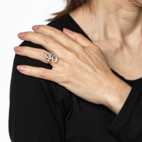 Bague Bague initiale G en diamant, vintage, or jaune 14 carats, taille 3,75, bijoux de succession 58 Facettes G13894