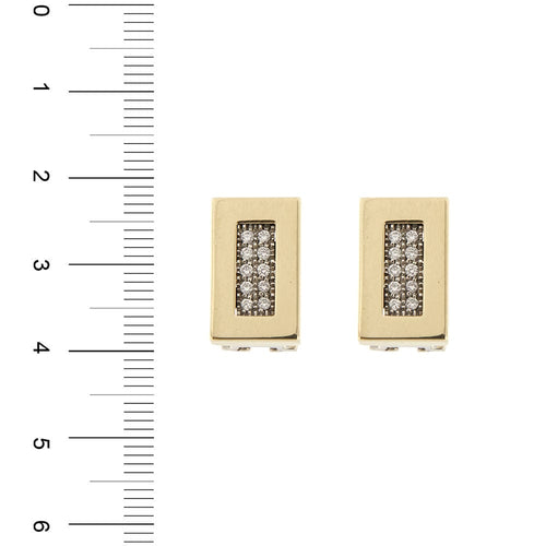 Boucles d'oreilles Boucles d'oreilles rectangulaires en or jaune et blanc avec diamants 58 Facettes 34505