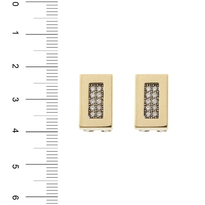 Boucles d'oreilles Boucles d'oreilles rectangulaires en or jaune et blanc avec diamants 58 Facettes 34505