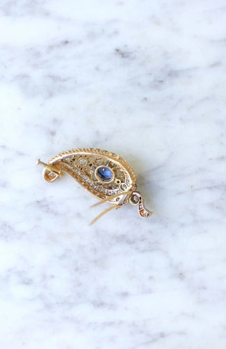 Broche Broche motif cachemire diamants et saphir 58 Facettes