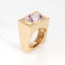 Bague 53 Bague carrée en kunzite des années 70, anneau lourd, vintage, or jaune 14 carats 58 Facettes G13895