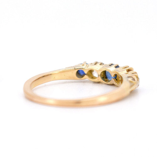 Bague 54 Bague Jarretière Belle Époque, Or jaune, Saphirs et Diamants Naturels 58 Facettes 378