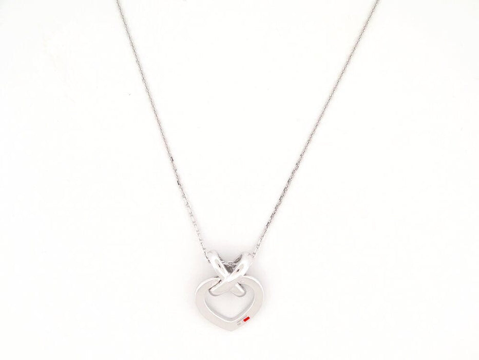 collier CHAUMET pendentif coeur lien 40cm or blanc diamants