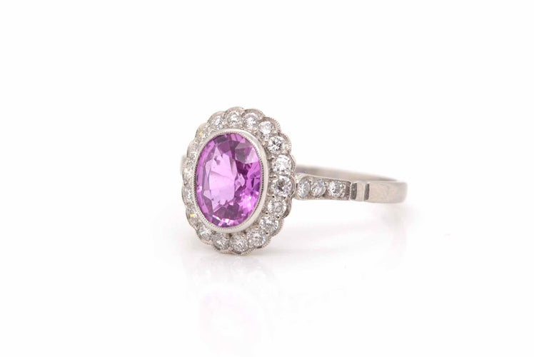 Bague 55 Bague Platine Saphir rose Diamants 58 Facettes 24085