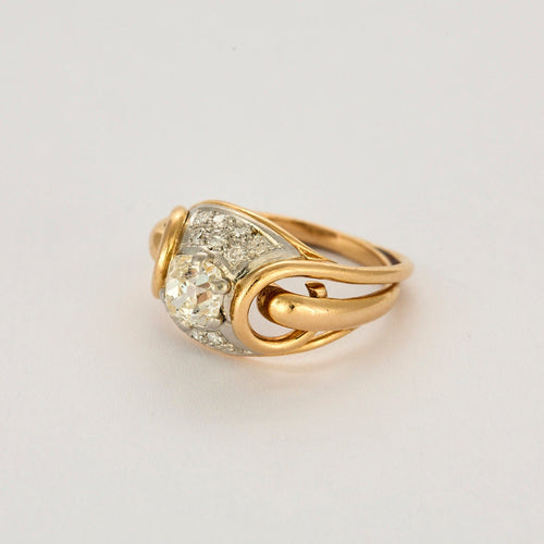 Bague 57 Bague or jaune et platine et diamants 58 Facettes BEA3376