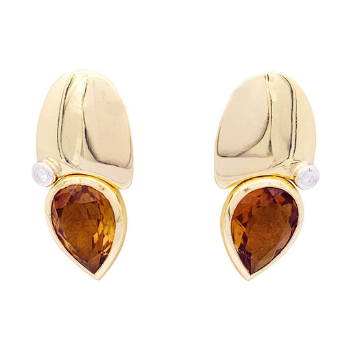 Boucles d'oreilles Boucles d'oreilles modernistes, or jaune, diamants, citrines. 58 Facettes 33616